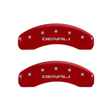 Load image into Gallery viewer, MGP 4 Caliper Covers Engraved Front &amp; Rear Denali Red Finish Silver Char 2018 GMC Canyon
