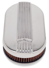 Load image into Gallery viewer, Edelbrock Air Cleaner Classic Series Oval Aluminum Top Cloth Element 17 5In X 9 35In X 3 9In
