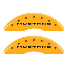 Load image into Gallery viewer, MGP 4 Caliper Covers Engraved Front 2015/Mustang Engraved Rear 2015/Bar &amp; Pony Yellow fnsh black ch
