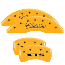 Load image into Gallery viewer, MGP 4 Caliper Covers Engraved Front &amp; Rear GMC Yellow finish black ch
