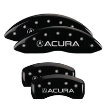 Load image into Gallery viewer, MGP 4 Caliper Covers Engraved Front &amp; Rear Acura Black Finish Silver Char 2017 Acura MDX
