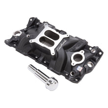 Load image into Gallery viewer, Edelbrock Intake Manifold Perf Eps SBC w/ Oil Fill Tube and Breather Black
