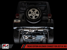 Load image into Gallery viewer, AWE Tuning 07-18 Jeep Wrangler JK/JKU 3.6L Tread Edition Axle-Back Dual Exhaust - Diamond Black Tips
