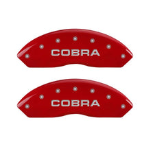 Load image into Gallery viewer, MGP 4 Caliper Covers Engraved Front Cobra Engraved Rear Snake Red finish silver ch

