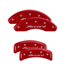 Load image into Gallery viewer, MGP 4 Caliper Covers Engraved Front &amp; Rear Honda Red finish silver ch
