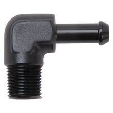 Load image into Gallery viewer, Edelbrock Hose End 90-Deg 3/8In NPT to 3/8In Barb Black Anodize
