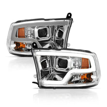 Load image into Gallery viewer, ANZO 09-18 Dodge Ram 1500 Plank Style Projector Headlights Chrome w/ Halo
