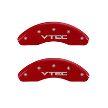 Load image into Gallery viewer, MGP 4 Caliper Covers Engraved Front &amp; Rear Vtech Red finish silver ch

