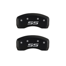 Load image into Gallery viewer, MGP 4 Caliper Covers Engraved Front &amp; Rear Monte Carlo style/SS Red finish silver ch
