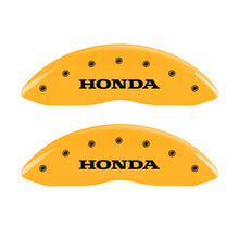 Load image into Gallery viewer, MGP 4 Caliper Covers Engraved Front Honda Engraved Rear H Logo Yellow finish black ch
