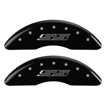 Load image into Gallery viewer, MGP 4 Caliper Covers Engraved Front &amp; Rear Gen 5/SS Black finish silver ch
