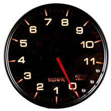 Load image into Gallery viewer, Autometer Spek-Pro Gauge Tachometer 5in 11K Rpm W/Shift Light &amp; Peak Mem Black/Smoke/Black
