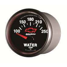 Load image into Gallery viewer, Autometer GM Bowtie Black 2-1/16in 100-250 F Pedestal Electronic Water Temp Gauge
