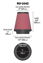 Load image into Gallery viewer, K&amp;N Universal Clamp-On Air Filter 6in FLG / 7-1/2in B / 5in T / 6-1/2in H
