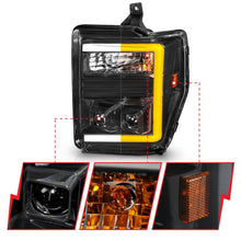 Load image into Gallery viewer, ANZO 08-10 Ford F-250 - F-550 Super Duty Projector Headlights w/ Light Bar Switchback Black Housing
