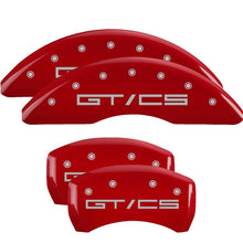 Load image into Gallery viewer, MGP 15-21 Ford Mustang GT/CS 4 Caliper Covers Engraved Front &amp; Rear MGP Red finish silver ch
