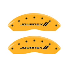 Load image into Gallery viewer, MGP 4 Caliper Covers Engraved Front &amp; Rear With stripes/Journey Yellow finish black ch
