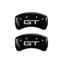 Load image into Gallery viewer, MGP 4 Caliper Covers Engraved Front 2015/Mustang Engraved Rear 2015/GT Black finish silver ch
