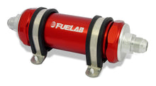 Load image into Gallery viewer, Fuelab 828 In-Line Fuel Filter Long -6AN In/Out 100 Micron Stainless - Red
