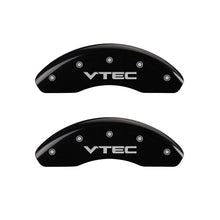 Load image into Gallery viewer, MGP Front set 2 Caliper Covers Engraved Front Vtec Black finish silver ch
