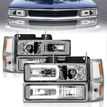 Load image into Gallery viewer, ANZO 88-98 Chevrolet C1500 Crystal Headlights w/Light Bar Chrome Housing w/ Signal Side Markers 8Pcs
