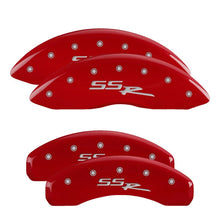 Load image into Gallery viewer, MGP 4 Caliper Covers Engraved Front &amp; Rear SSR Red finish silver ch
