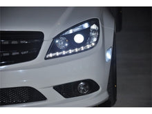 Load image into Gallery viewer, Spyder Mercedes Benz C-Class 08-11 Projector Headlights Halogen - DRL Blk PRO-YD-MBW20408-DRL-BK
