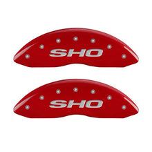 Load image into Gallery viewer, MGP 4 Caliper Covers Engraved Front &amp; Rear SHO Red finish silver ch
