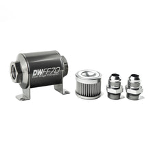 Load image into Gallery viewer, DeatschWerks Stainless Steel 10AN 10 Micron Universal Inline Fuel Filter Housing Kit (70mm)
