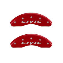 Load image into Gallery viewer, MGP 4 Caliper Covers Engraved Front &amp; Rear 2015 Honda Civic Red Finish Silver Characters
