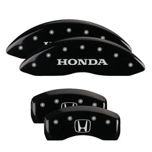 Load image into Gallery viewer, MGP 4 Caliper Covers Engraved Front Honda Engraved Rear H Logo Black finish silver ch

