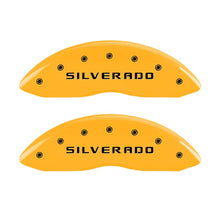 Load image into Gallery viewer, MGP 2 Caliper Covers Eng Front Silverado Yellow Finish Blk Char 05 Chevy Silverado 1500
