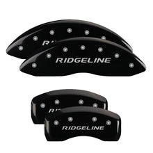 Load image into Gallery viewer, MGP 4 Caliper Covers Engraved Front &amp; Rear Ridgeline Black Finish Silver Char 2019 Honda Ridgeline
