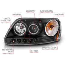 Load image into Gallery viewer, ANZO 1997-2003 Ford F-150 Projector Headlights w/ Halo Black (CCFL)
