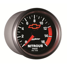Load image into Gallery viewer, Autometer GM Bowtie Black 2-1/16in 0-1600 PSI Nitrous Pressure - Digital Stepper Motor
