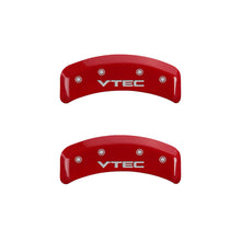 Load image into Gallery viewer, MGP 4 Caliper Covers Engraved Front &amp; Rear Vtech Red finish silver ch
