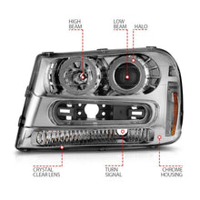 Load image into Gallery viewer, ANZO 02-09 Chevrolet Trailblazer Projector Headlights w/ Halo Chrome Housing (Non-LT Models)
