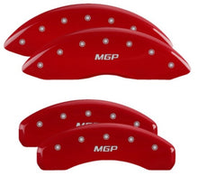 Load image into Gallery viewer, MGP 4 Caliper Covers Engraved Front &amp; Rear MGP Red Finish Silver Char 2019 Nissan Armada
