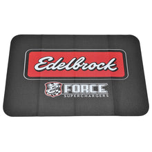 Load image into Gallery viewer, Edelbrock Racing Fender Cover - PVC Foam Mat - 2 Color Printed Edelbrock Racing Logo
