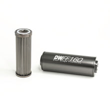 Load image into Gallery viewer, DeatschWerks Stainless Steel 8AN 10 Micron Universal Inline Fuel Filter Housing Kit (160mm)
