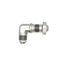 Load image into Gallery viewer, DeatschWerks 8AN Male Flare To 8AN Male Flare Bulkhead Adapter 90-Degree (Incl. Nut)
