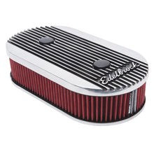 Load image into Gallery viewer, Edelbrock Air Cleaner Elite II Oval Dual-Quad Carbs 2 5In Red Element Polished
