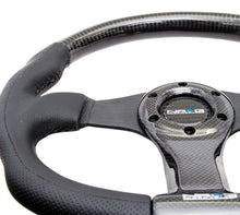 Load image into Gallery viewer, NRG Carbon Fiber Steering Wheel (350mm) Oval Shape Black w/Leather Trim
