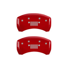 Load image into Gallery viewer, MGP 4 Caliper Covers Engraved Front JEEP Engraved Rear JEEP Grill logo Red finish silver ch
