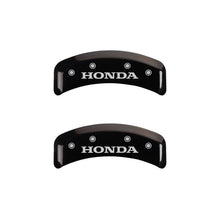 Load image into Gallery viewer, MGP 4 Caliper Covers Engraved Front &amp; Rear Honda Black finish silver ch
