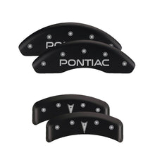Load image into Gallery viewer, MGP 4 Caliper Covers Engraved Front &amp; Rear MGP Black Finish Silver Char 2018 Nissan Armada
