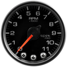 Load image into Gallery viewer, Autometer Spek-Pro Gauge Tach 2 1/16in 11K Rpm W/ Shift Light &amp; Peak Mem Blk/Blk
