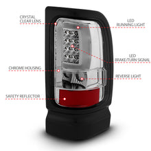 Load image into Gallery viewer, ANZO 1994-2001 Dodge Ram 1500 LED Taillights Plank Style Chrome w/ Clear Lens
