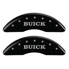 Load image into Gallery viewer, MGP 4 Caliper Covers Engraved Front Buick Engraved Rear Buick Shield Black finish silver ch
