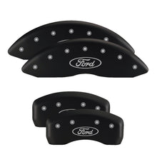 Load image into Gallery viewer, MGP 4 Caliper Covers Engraved Front &amp; Rear Oval logo/Ford Black finish silver ch
